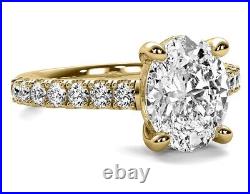 Natural 1.80 Carat F VS2 Solitaire Oval Cut Diamond Engagement Ring Yellow Gold