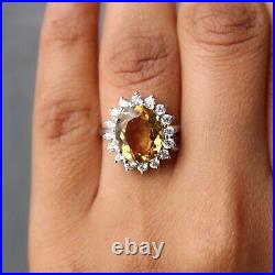 Natural Golden Topaz Ring Citrine Cluster Ring Stackable Anniversary Gift Ring