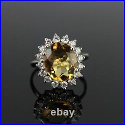 Natural Golden Topaz Ring Citrine Cluster Ring Stackable Anniversary Gift Ring