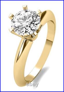 Natural Mined Solitaire. 75 Carat I VS1 Round Cut Diamond Engagement Ring 14k