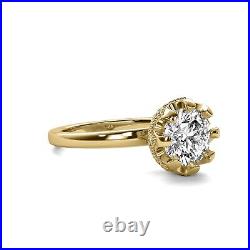 Natural Solitaire 1.06 Ct H VS1 Round Cut Diamond Engagement Ring Yellow Gold