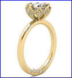 Natural Solitaire 1.06 Ct H VS1 Round Cut Diamond Engagement Ring Yellow Gold