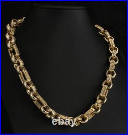 New XXL 18mm Gold 18K GF Ornate Gypsy Link Belcher Chain Gents Men Women Filled