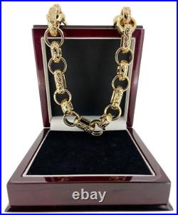 New XXL 18mm Gold 18K GF Ornate Gypsy Link Belcher Chain Gents Men Women Filled