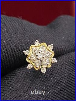 Pave 0.15 Cts Round Brilliant Cut Natural Diamonds Nose Stud In 750 18Karat Gold