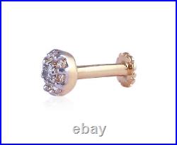 Pave 0.17 Cts Round Brilliant Cut Natural Diamonds Nose Stud In 750 18Karat Gold