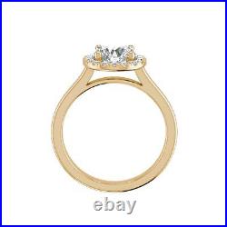 Pave Halo 0.65 Carat SI1/F Round Cut Diamond Engagement Ring Yellow Gold Treated