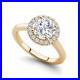 Pave Halo 1.05 Carat SI1/D Round Cut Diamond Engagement Ring Yellow Gold Treated