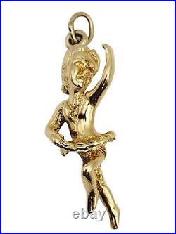 Pendant/Charm Polished Gold Ballerina Dancer 14 Karat Yellow Gold 1 3/8 Long 3D