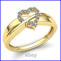 Real 0.5carat Round Cut Diamond Ladies Bridal Heart Engagement Ring 18K Gold