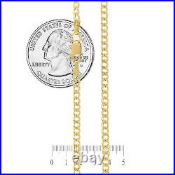 Real 14k Yellow Gold Cuban Link Curb Chain Pendant Necklace Size 16-30 Hollow