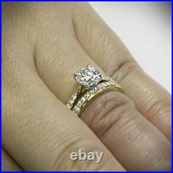 Round Diamond Engagement Ring Set 0.95 Carat IGI GIA Lab Created 14K Yellow Gold