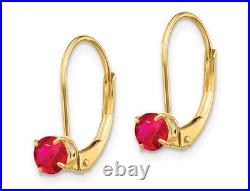Ruby 3/4 Carat (ctw) Leverback Earrings in 14K Yellow Gold