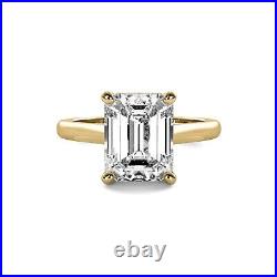 SOLITAIRE 2.51 Carat VVS2/I Emerald Cut Diamond Engagement Ring 14k Yellow Gold
