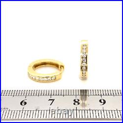 Solid 14 Karat Yellow Gold Diamond Hoop Hinged Click Earrings 0.33 Carats H/SI