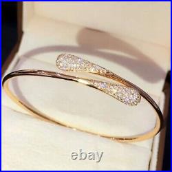 Solid 925 Yellow Gold Over 1.25CT Natural Moissanite Wrap Cuff Bangle Bracelet