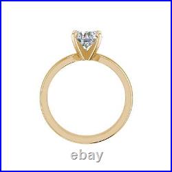 Solitaire 0.75 Carat VS2/F Round Cut Diamond Engagement Ring Yellow Gold Treated