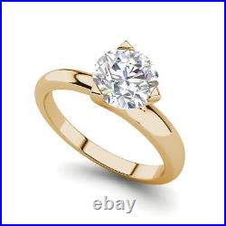 Solitaire 0.75 Carat VS2/H Round Cut Diamond Engagement Ring Yellow Gold Treated