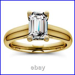 Solitaire 1.56 Carat H/VVS2 Emerald Diamond Engagement Ring 14K Yellow Gold