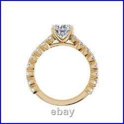Solitaire 1.6 Carat VS2/H Round Cut Diamond Engagement Ring Yellow Gold Treated
