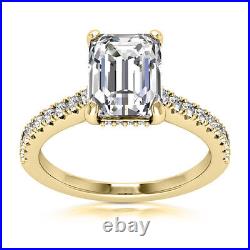 Solitaire 2.32 Carat VS2 F Emerald Cut Diamond Engagement Ring 14k Yellow Gold