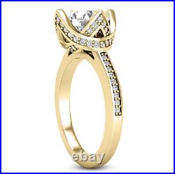 Solitaire 2.62 Carat VS2/H Round Cut Diamond Engagement Ring Yellow Gold Treated
