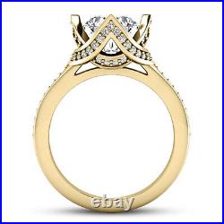Solitaire 2.62 Carat VS2/H Round Cut Diamond Engagement Ring Yellow Gold Treated