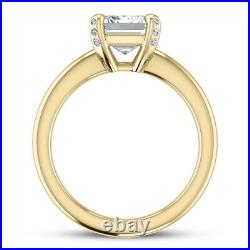 Solitaire 2.76 Ct G VVS2 Natural Emerald Cut Diamond Engagement Ring Yellow Gold
