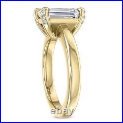 Solitaire 2.76 Ct G VVS2 Natural Emerald Cut Diamond Engagement Ring Yellow Gold