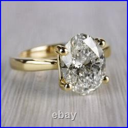 Solitaire 3.00 Carat I VS1 Oval Cut Diamond Engagement Ring 18K Yellow Gold