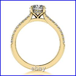 Solitaire Certified 1.60 Carat VS2/H Round Diamond Engagement Ring Yellow Gold