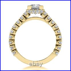 Solitaire Halo 1.75 Carat Princess Diamond H/VS2 Engagement Ring Yellow Gold
