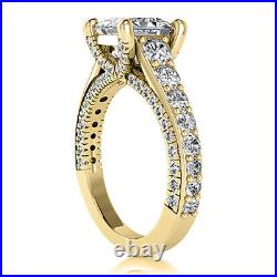 Solitaire Pave 2.50 Carat Princess Diamond H/VS2 Engagement Ring 14K Yellow Gold