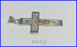 Sterling Silver & 14 Karat Yellow Gold Crucifix INRI Pendant