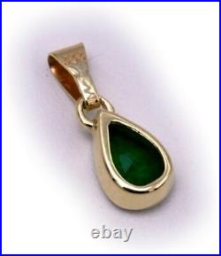 Women's Pendant Genuine Emerald Drops Genuine Gold 333 8Carat Yellow Gold Quality New