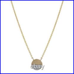 Yellow Gold Diamond Circle Pendant Necklace 14k Brushed Disc Dot Adjustable