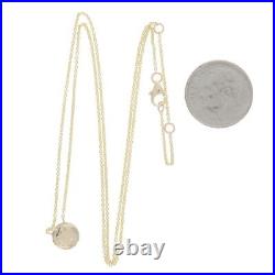 Yellow Gold Diamond Circle Pendant Necklace 14k Brushed Disc Dot Adjustable